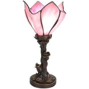 Clayre & Eef 5LL-6232 Lampă de masă Tiffany floare roz Ø 18x32 cm E14-max 1x25W