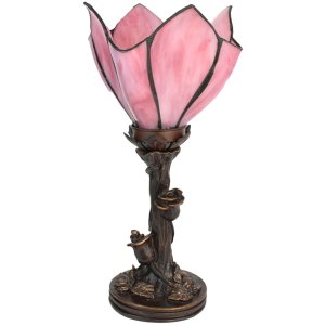 Clayre & Eef 5LL-6232 Lampă de masă Tiffany floare roz Ø 18x32 cm E14-max 1x25W