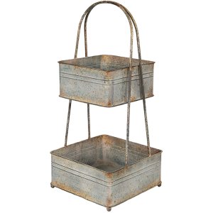 Clayre & Eef 5Y1098 Etagere 2 Etagen Grau 29x29x66 cm