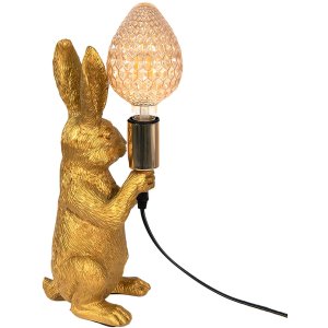 Clayre & Eef 6LMP748 Lampă de masă rabbit gold 13x17x36 cm E27 max 60W