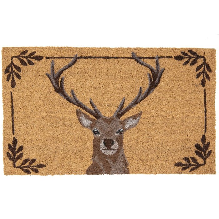 Clayre & Eef COLMC Door Mat 75x45x1 cm Brown White Deer Design