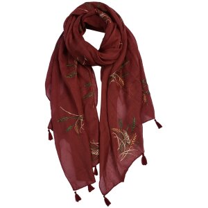 Clayre & Eef JZSC0651R Schal Damen Muster Rot 70x180 cm