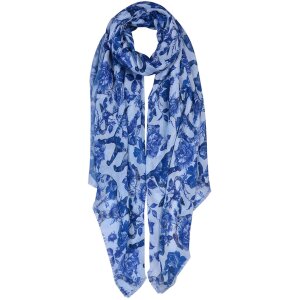 Clayre & Eef JZSC0679 Schal Damen Muster Blau 90x180 cm