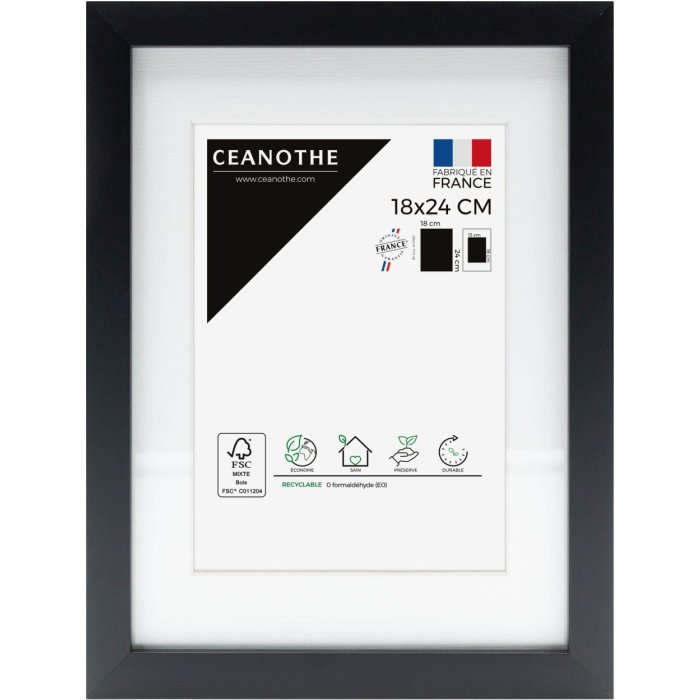 Ceanothe cadru Milano negru 20x30 cm cu passe-partout 13x18 cm