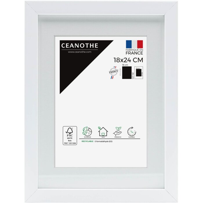 Ceanothe cadru Milano alb 24x30 cm cu passe-partout 18x24 cm