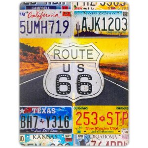 ZEP semn de staniu ROUTE 66 multicolor 43x57x0.4 cm