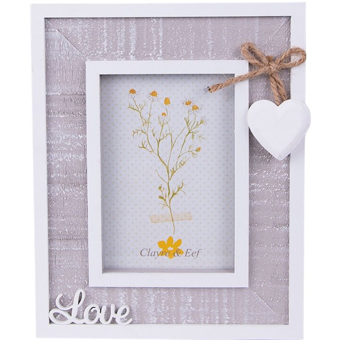 Clayre & Eef 2F0963 Cadru foto 16x2x20 cm - 9x13 cm Gri - Alb