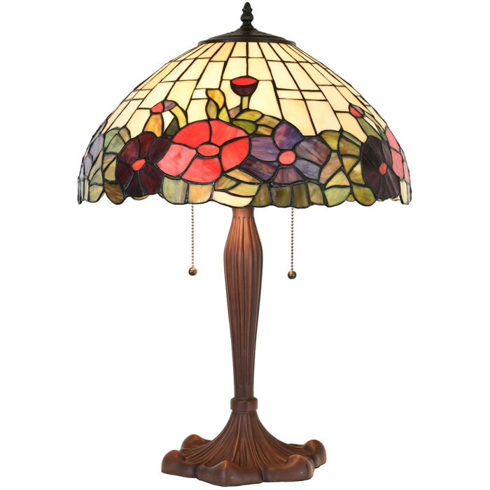 Clayre & Eef 5LL-1201 Lampă de masă Tiffany Ø 42x60 cm E27-max 2x60W Bej - Roșu