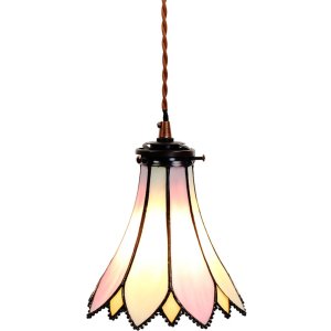 Clayre & Eef 5LL-6196 Lampă suspendată Tiffany Ø 15x115 cm E14-max 1x40W Roz - Bej