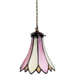 Clayre & Eef 5LL-6196 Lampă suspendată Tiffany Ø 15x115 cm E14-max 1x40W Roz - Bej