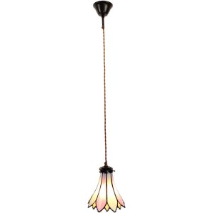 Clayre & Eef 5LL-6196 Lampă suspendată Tiffany Ø 15x115 cm E14-max 1x40W Roz - Bej