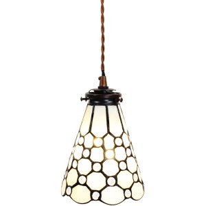 Clayre & Eef 5LL-6198 Lampă suspendată Tiffany Ø 15x115 cm E14-max 1x40W Alb - Maro