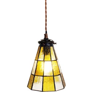 Clayre & Eef 5LL-6199 Lampă suspendată Tiffany Ø 15x115 cm E14-max 1x40W Galben - Maro