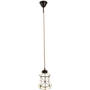 Clayre & Eef 5LL-6200 Lampă suspendată Tiffany Ø 15x115 cm E14-max 1x40W Alb - Maro