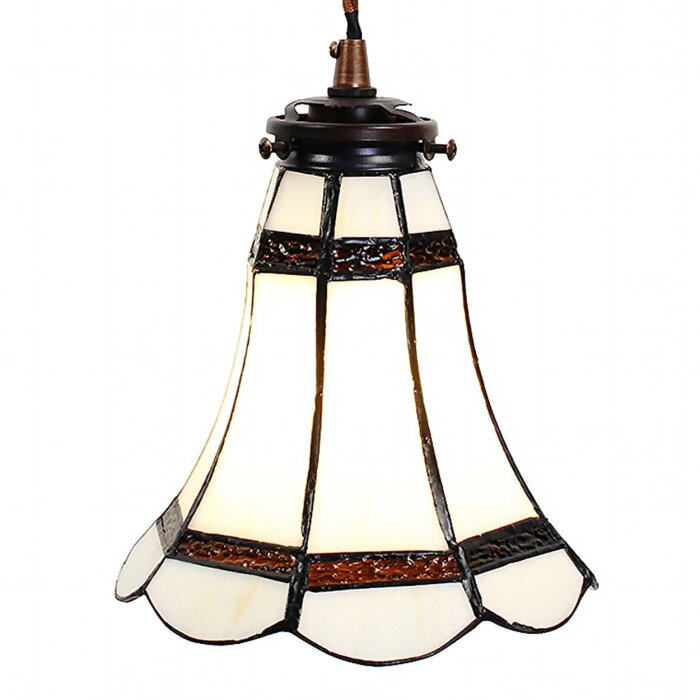 Clayre & Eef 5LL-6201 Lampă suspendată Tiffany Ø 15x115 cm E14-max 1x40W Alb - Maro