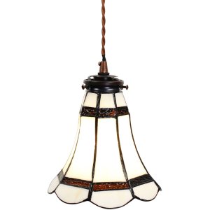 Clayre & Eef 5LL-6201 Lampă suspendată Tiffany Ø 15x115 cm E14-max 1x40W Alb - Maro