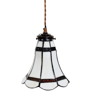 Clayre & Eef 5LL-6201 Lampă suspendată Tiffany Ø 15x115 cm E14-max 1x40W Alb - Maro