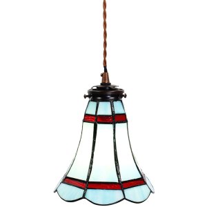 Clayre & Eef 5LL-6202 Lampă suspendată Tiffany Ø 15x115 cm E14-max 1x25W Albastru - Roșu