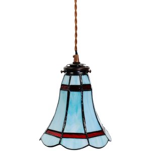 Clayre & Eef 5LL-6202 Lampă suspendată Tiffany Ø 15x115 cm E14-max 1x25W Albastru - Roșu