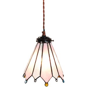 Clayre & Eef 5LL-6218 Lampă suspendată Tiffany 18x15x115 cm E14-max 1x25W Roz