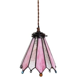 Clayre & Eef 5LL-6218 Lampă suspendată Tiffany 18x15x115 cm E14-max 1x25W Roz