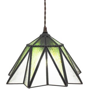 Clayre & Eef 5LL-6222 Lampă suspendată Tiffany Ø 31x107 cm E27-max 1x40W Verde