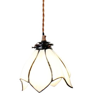 Clayre & Eef 5LL-6223 Lampă suspendată Tiffany Ø 18x115 cm E14-max 1x25W Alb - Maro