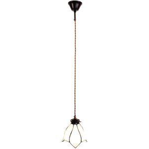 Clayre & Eef 5LL-6223 Lampă suspendată Tiffany Ø 18x115 cm E14-max 1x25W Alb - Maro