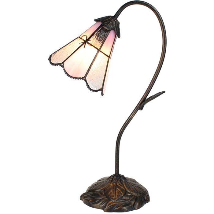 Clayre & Eef 5LL-6247 Lampă de masă Tiffany 30x17x48 cm E14-max 1x25W maro - roz