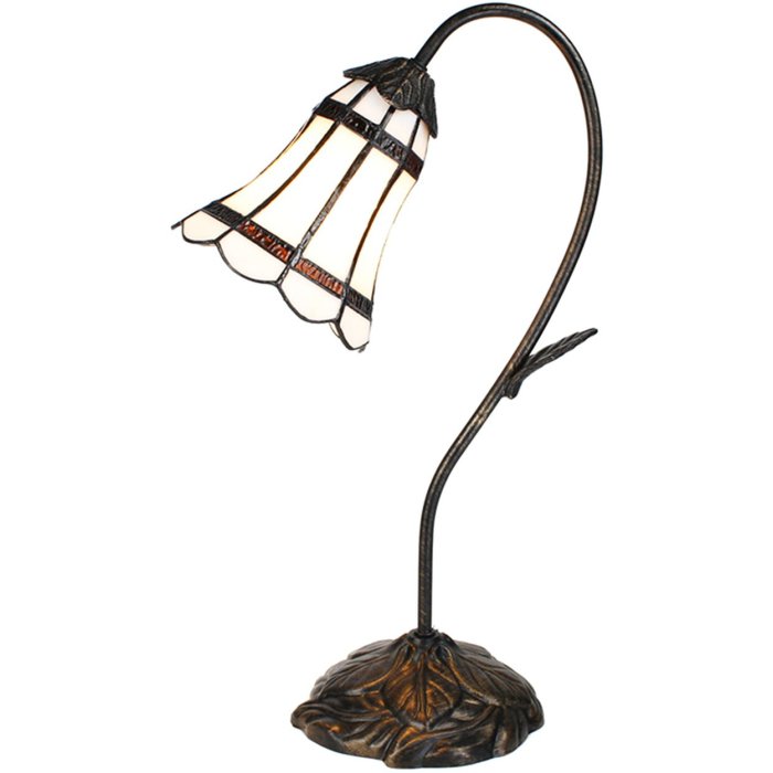 Clayre & Eef 5LL-6250 Lampă de masă Tiffany 30x17x48 cm E14-max 1x25W Brown - Alb