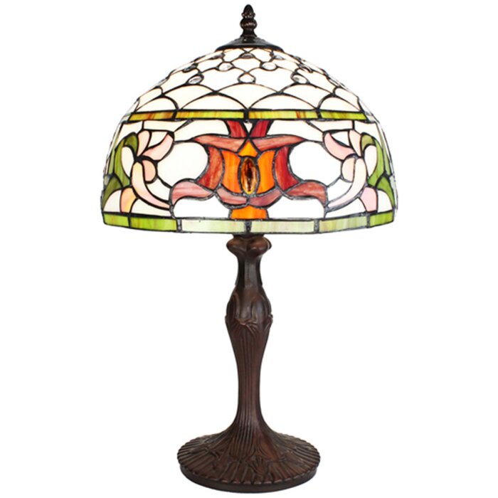 Clayre & Eef 5LL-6276 Lampă de masă Tiffany Ø 30x49 cm E27-max 1x60W Alb - Verde