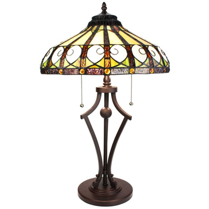 Clayre & Eef 5LL-6278 Lampă de masă Tiffany Ø 41x64 cm E27-max 2x60W Bej - Verde