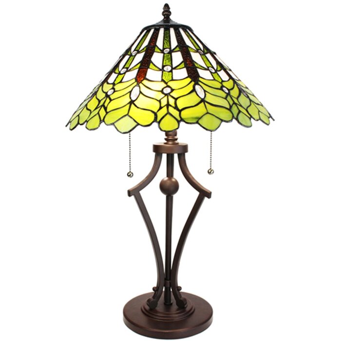 Clayre & Eef 5LL-6279 Lampă de masă Tiffany Ø 41x62 cm E27-max 2x60W Verde - Alb