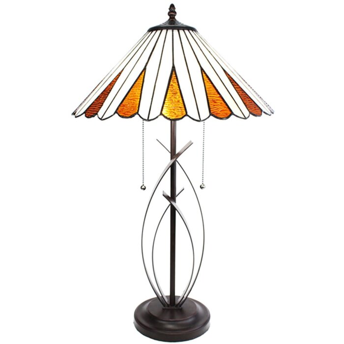 Clayre & Eef 5LL-6280 Lampă de masă Tiffany Ø 41x69 cm E27-max 2x60W Bej - Maro