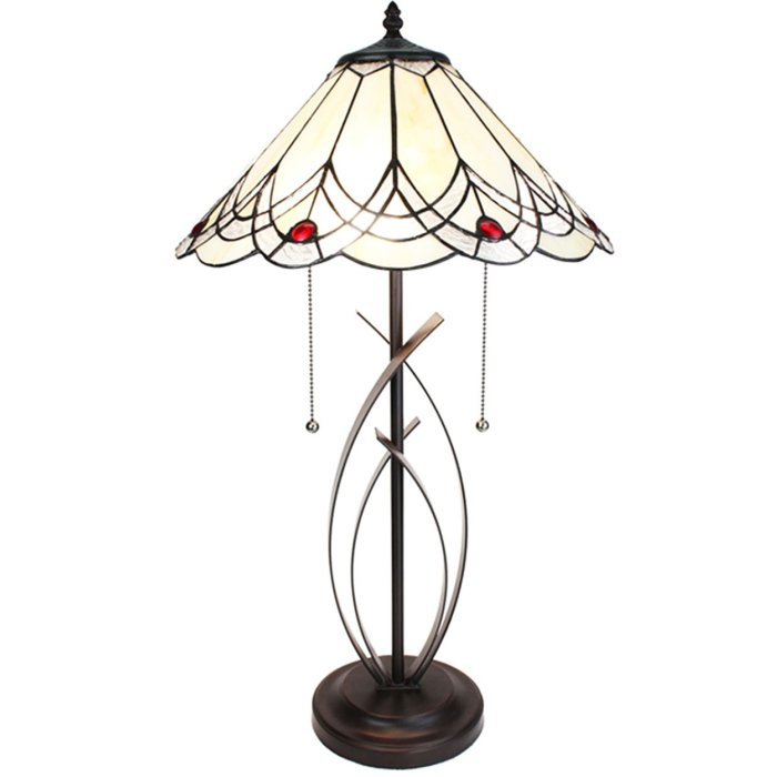 Clayre & Eef 5LL-6283 Lampă de masă Tiffany Ø 39x69 cm E27-max 2x60W Bej