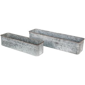 Clayre & Eef 5Y1074 Suport pentru plante (2 bucăți) 61x16x12 - 50x13x11 cm Gri