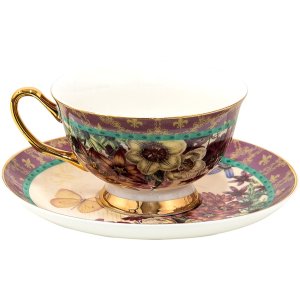 Clayre & Eef 6CE1478 Ceașcă de cafea cu farfurie 12x10x6 cm - Ø 15x2 cm - 200 ml