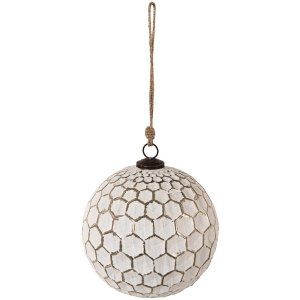 Clayre & Eef 6GL3871 Pom de Crăciun Bauble sticlă alb...