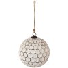 Clayre & Eef 6GL3871 Pom de Crăciun Bauble sticlă alb argintiu Ø 20x20 cm