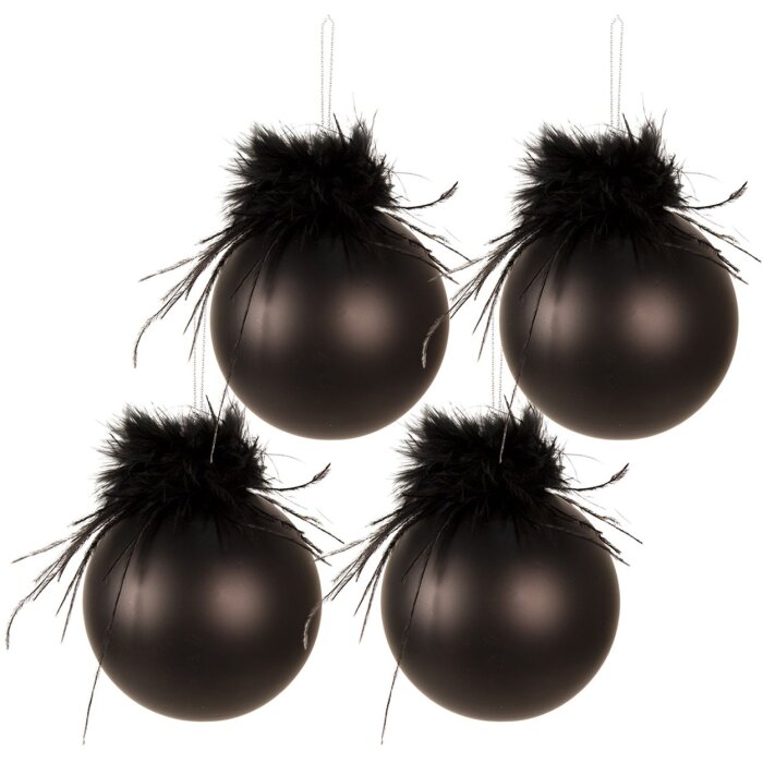 Clayre & Eef 6GL3944 globuri pentru pomul de Crăciun Ø 10 cm (set de 4) Negru