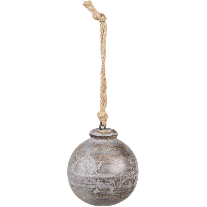 Clayre & Eef 6H2295 Decorare Ball Ø 7x8 cm Gri - Brown Pandantiv