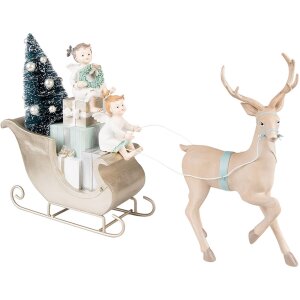 Clayre & Eef 6PR3779 Decorațiune Sleigh cu ren LED...