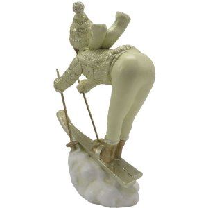 Clayre & Eef 6PR4800 Figurină decorativă Copil pe schiuri 14x6x19 cm Bej auriu