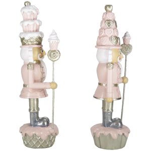 Clayre & Eef 6PR4855 Set decorațiuni Spărgător de nuci Roz Alb 8x6x23 cm 2 bucăți