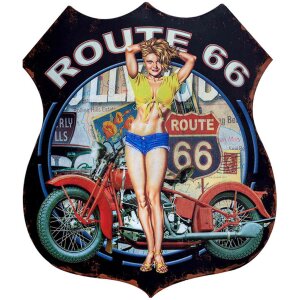 Clayre & Eef 6Y5001 Semn cu text 30x1x35 cm Route 66