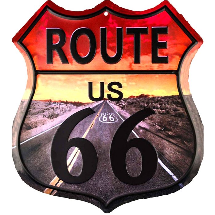 Clayre & Eef 6Y5061 Semn cu text 45x1x50 cm Gri Route 66