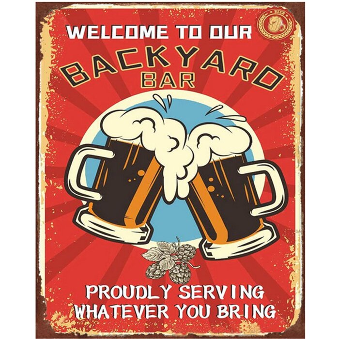 Clayre & Eef 6Y5158 Semn cu text 20x1x25 cm roșu Backyard Bar