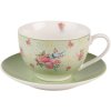 Clayre & Eef CHBKS Ceașcă de cafea cu farfurie 12x9x6 cm - Ø 14x2 cm - 200 ml