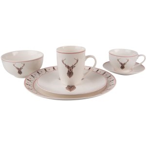 Clayre & Eef COLKS Ceașcă de cafea cu farfurioară 12x9x6 cm - Ø 14x2 cm - 200 ml