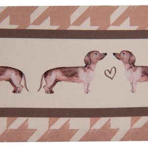 Clayre & Eef DHL42-2 Prosop de bucătărie 50x70 cm Bej Houndstooth Dachshund Bumbac